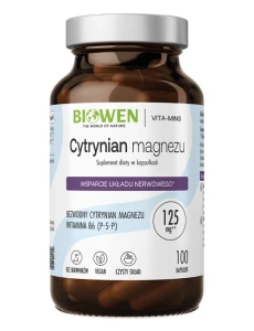 BIOWEN Cytrynian magnezu + Witamina B6 P-5-P  100 kapsułek